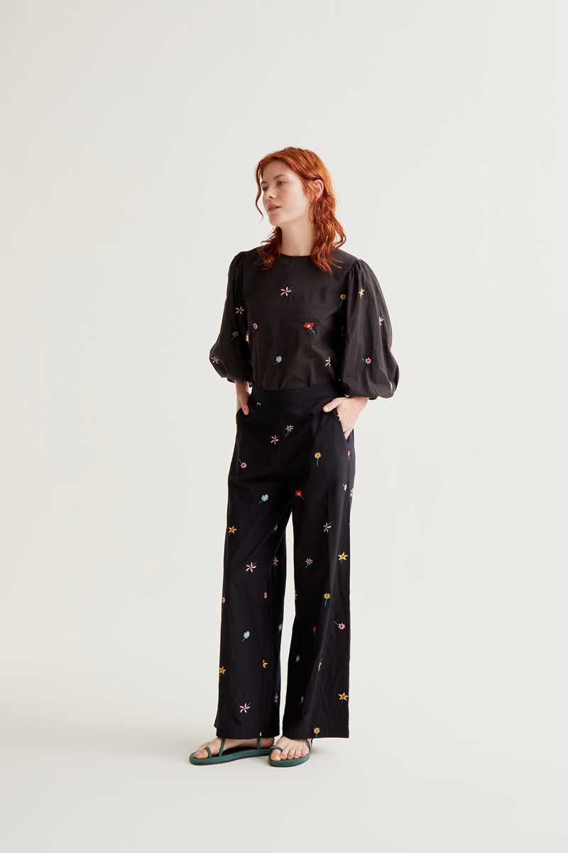 Pantalón con estampado Black Gardener Flowers