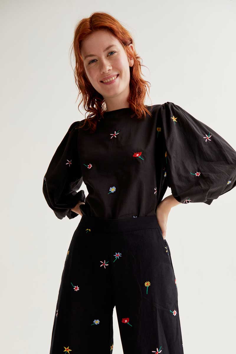Pantalón con estampado Black Gardener Flowers