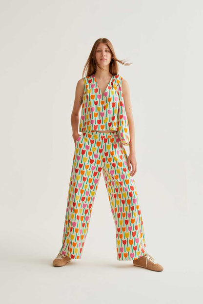 Pantalón con estampado tulip