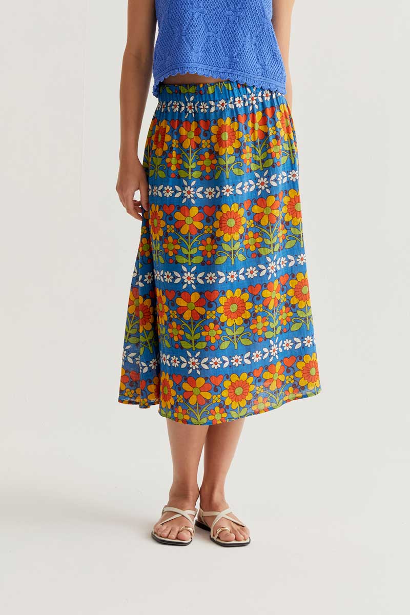 Falda midi con estampado Garden