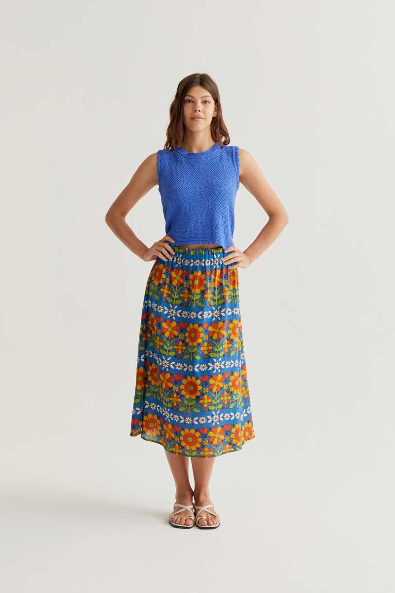 Falda midi con estampado Garden