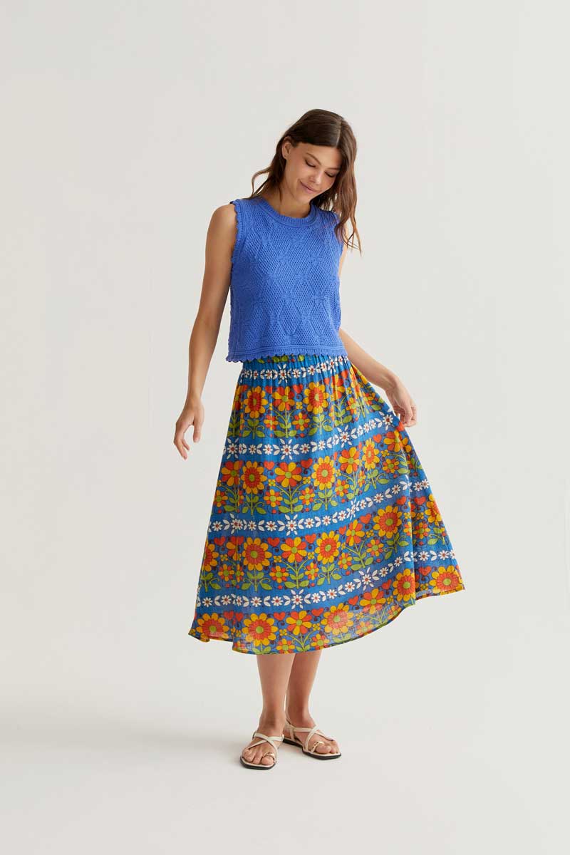 Falda midi con estampado Garden