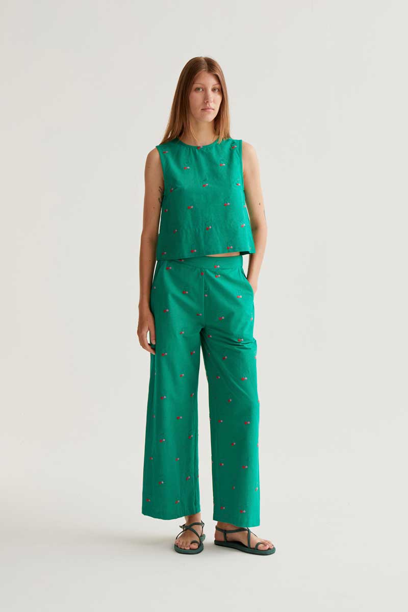 Pantalón con estampado Green Cherries