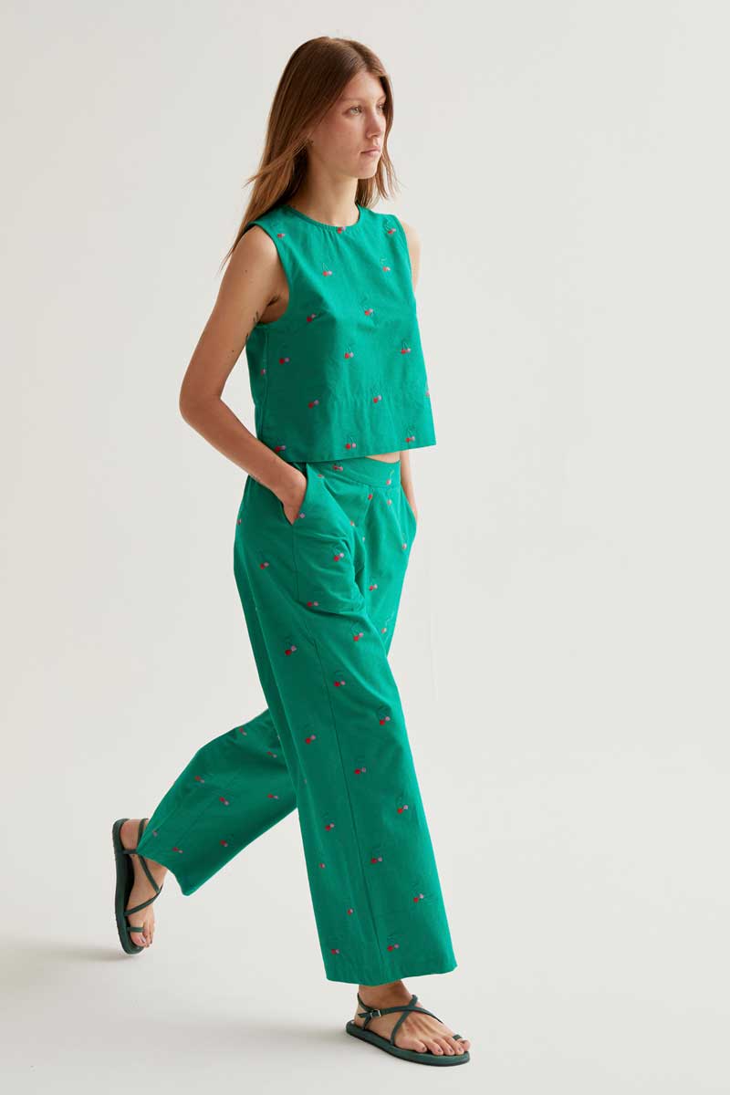 Pantalón con estampado Green Cherries