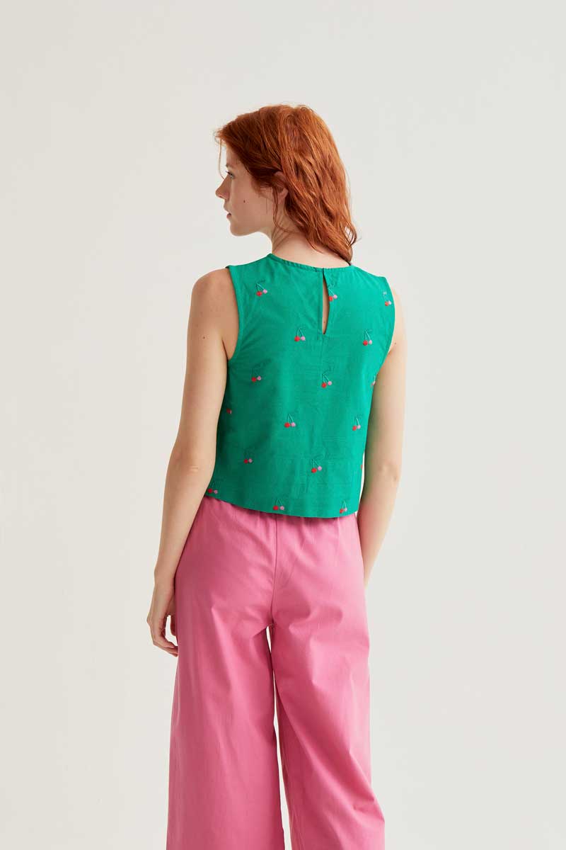 Top con estampado Green Cherries