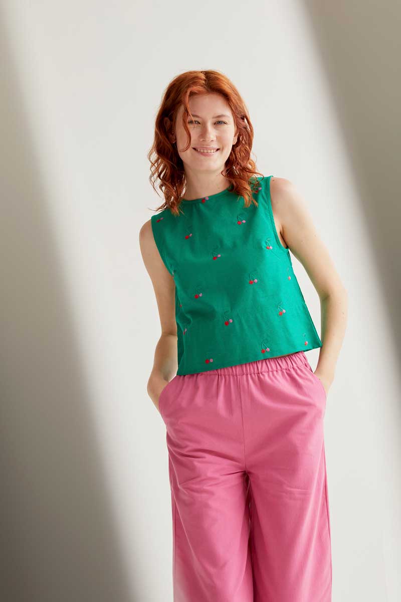 Top con estampado Green Cherries
