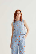 Top estampado corazones naranja