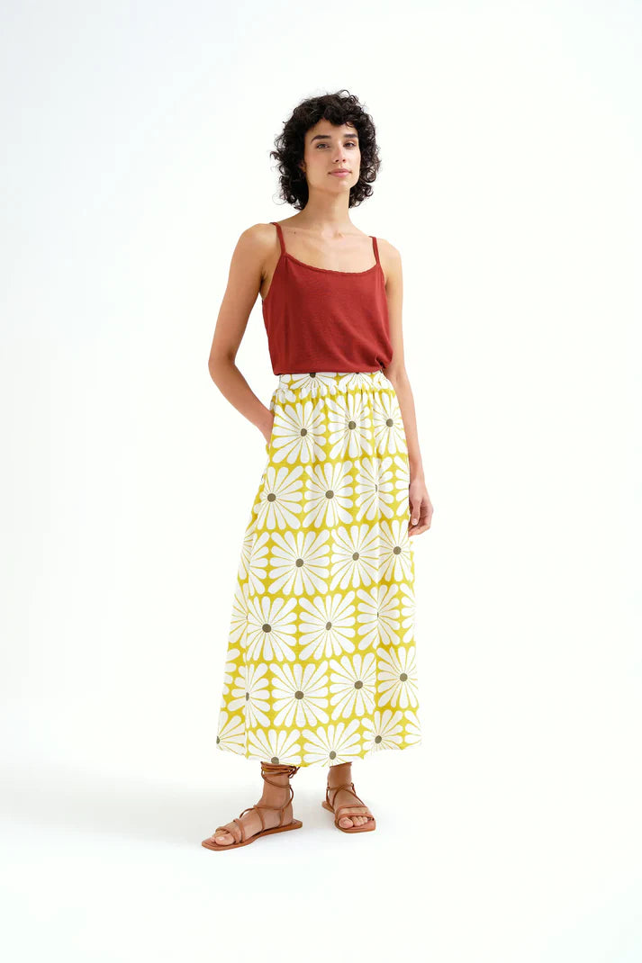 Falda larga con estampado Olive Flower