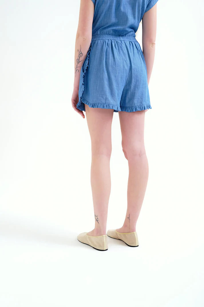 Shorts 100% algodón chambray azul claro