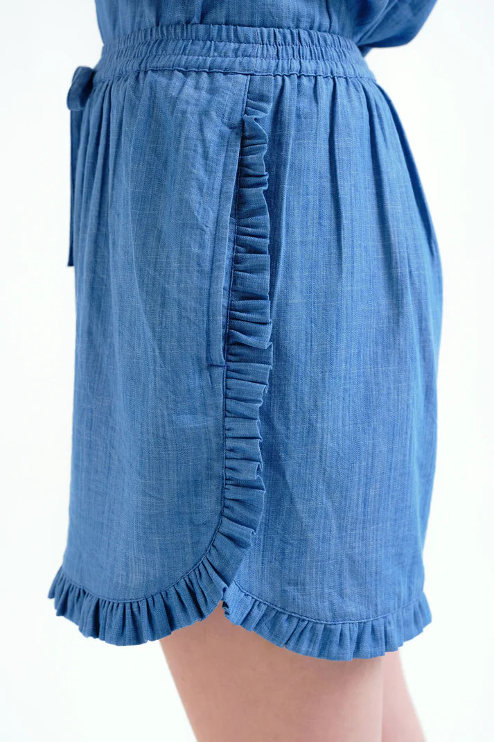 Shorts 100% algodón chambray azul claro