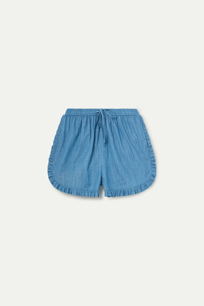 Shorts 100% algodón chambray azul claro