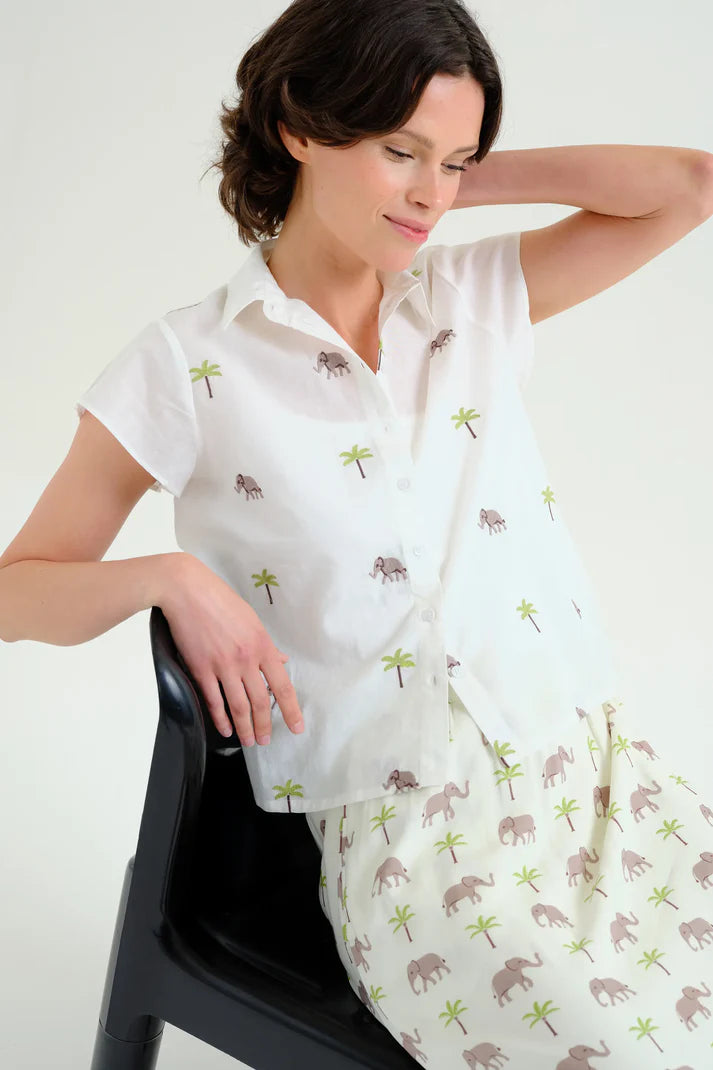 Camisa con estampado Elefante y Palmera