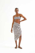 Falda midi con estampado Wave Black & White