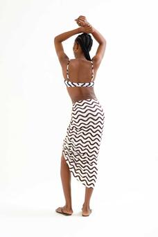 Falda midi con estampado Wave Black & White