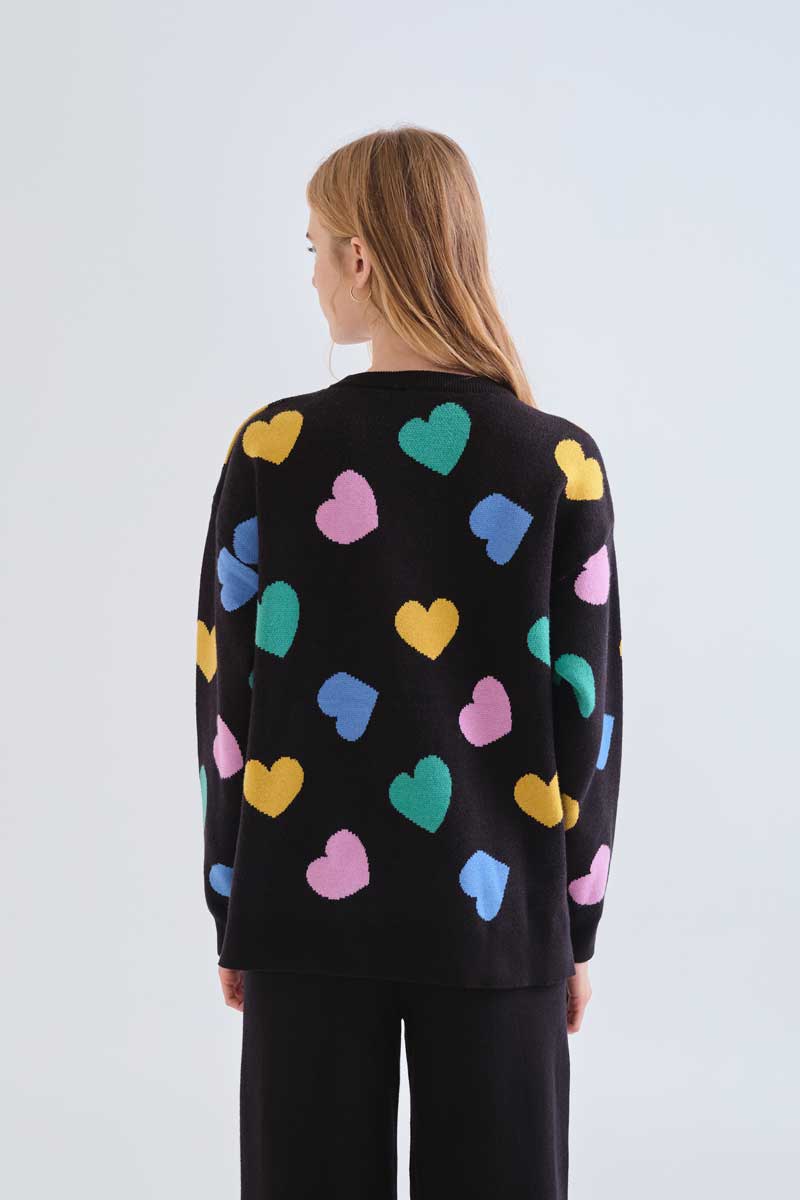 Jersey de punto Candy con corazones multicolor