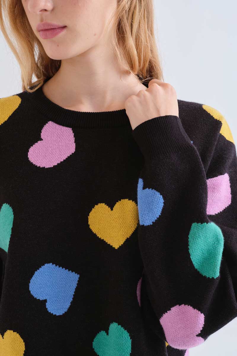 Jersey de punto Candy con corazones multicolor