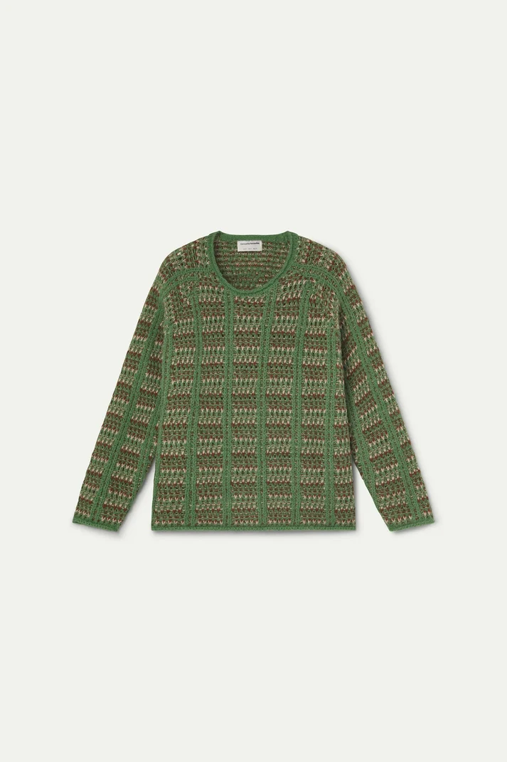 Jersey punto verde con detalles bordados