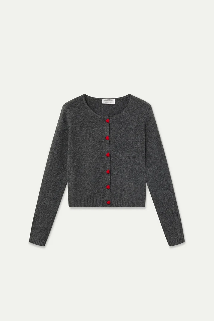 Cárdigan gris oscuro con botones de corazón