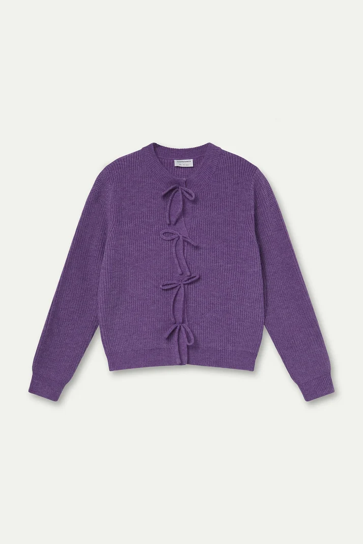 Cárdigan punto con lazos morado