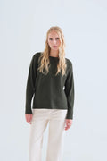 Jersey punto rayas verde oliva
