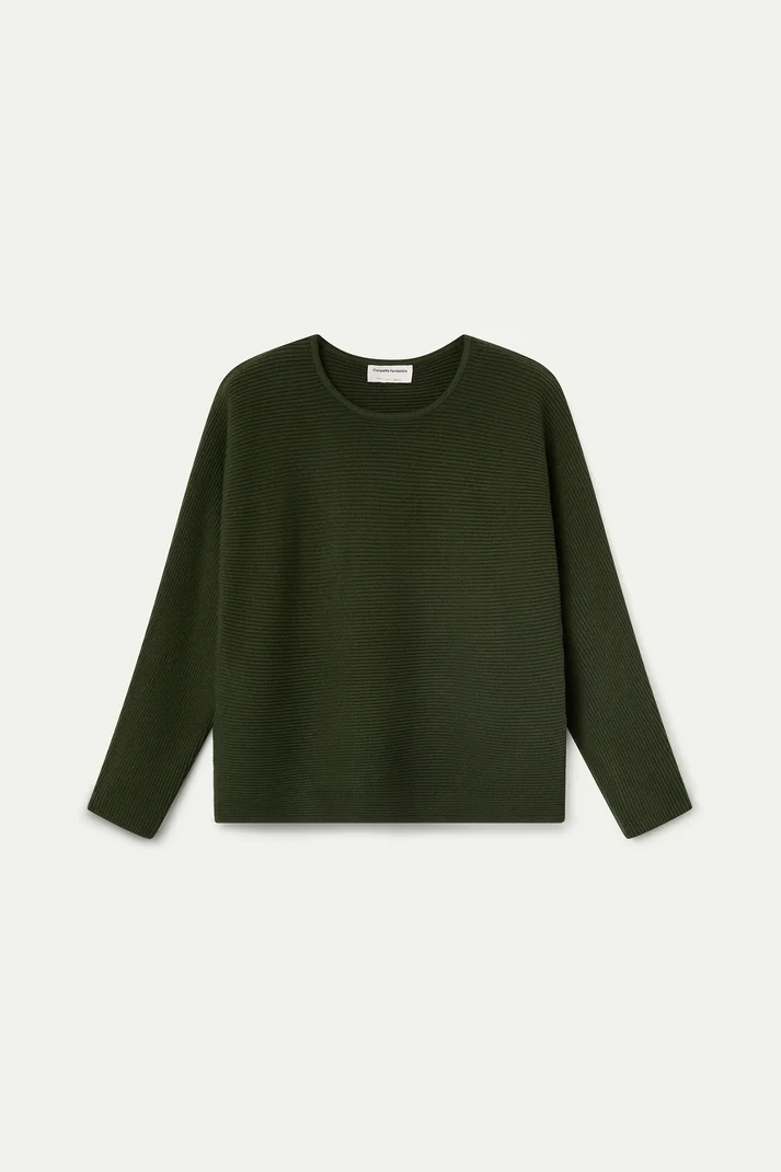 Jersey punto rayas verde oliva