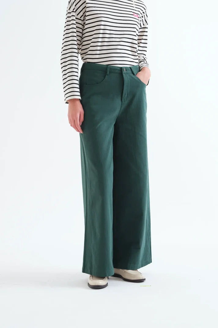 Pantalón vaquero 100% algodón verde petróleo