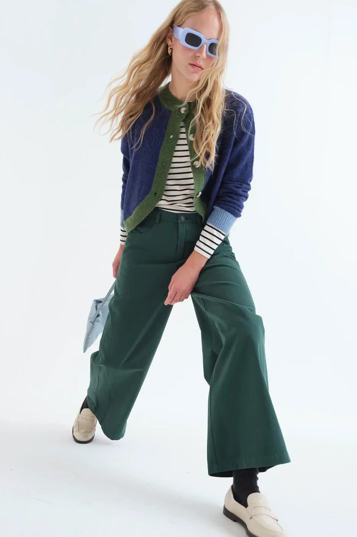 Pantalón vaquero 100% algodón verde petróleo