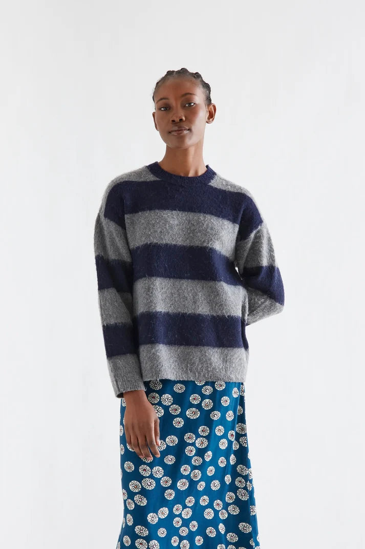 Jersey de Lana a Rayas Azul Marino y Gris | Compañía Fantástica