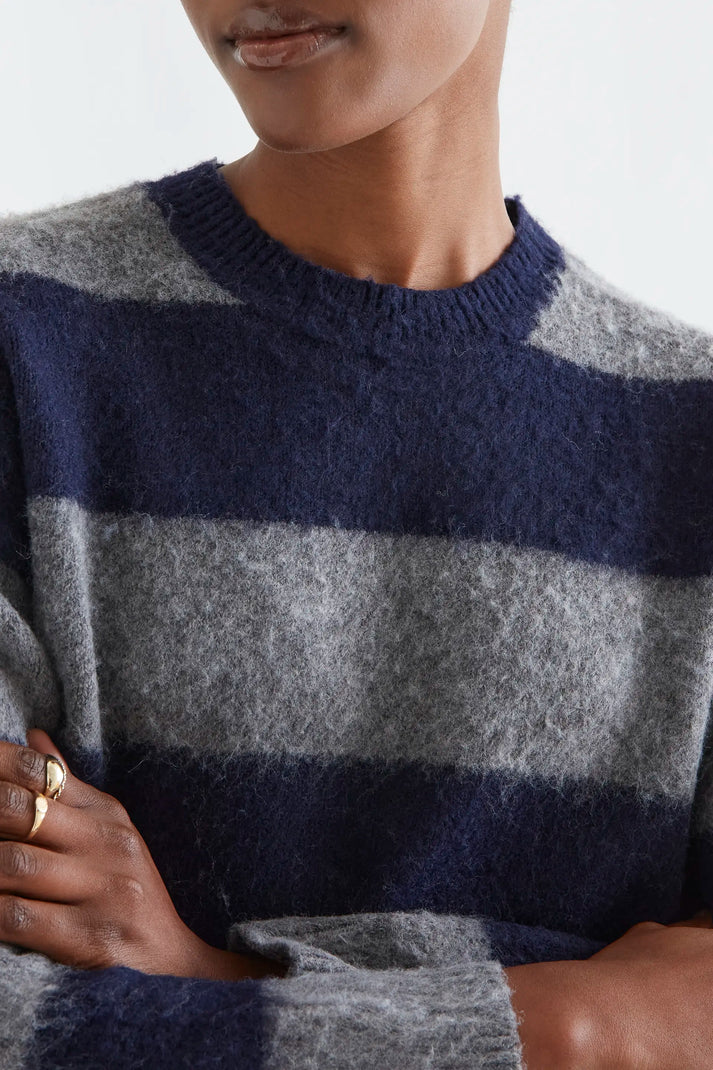 Jersey de Lana a Rayas Azul Marino y Gris | Compañía Fantástica