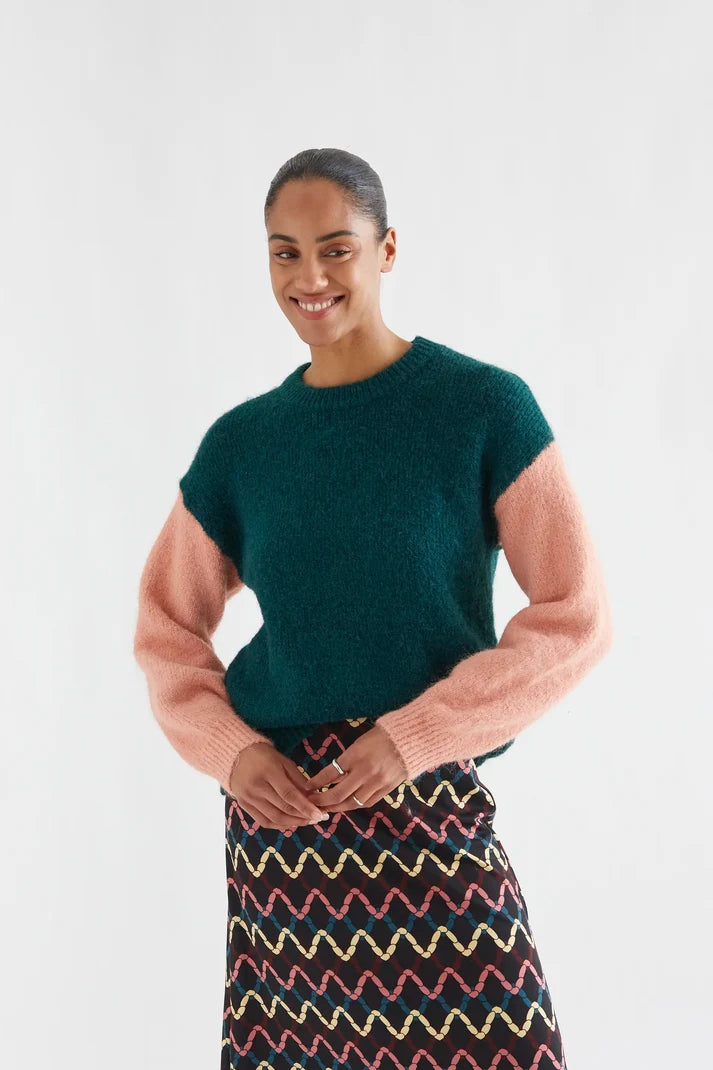 Jersey Bicolor Verde y Coral Mujer | Compañía Fantástica