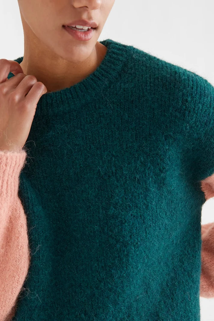 Jersey Bicolor Verde y Coral Mujer | Compañía Fantástica