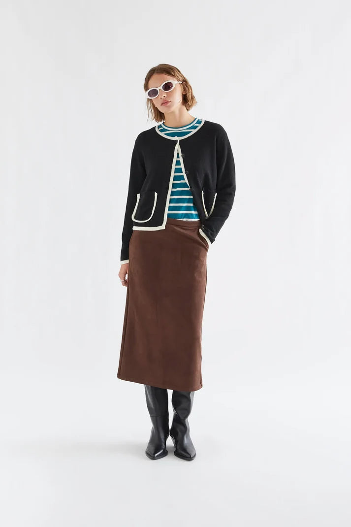 Falda Midi de Ante Marrón Mujer | Compañía Fantástica