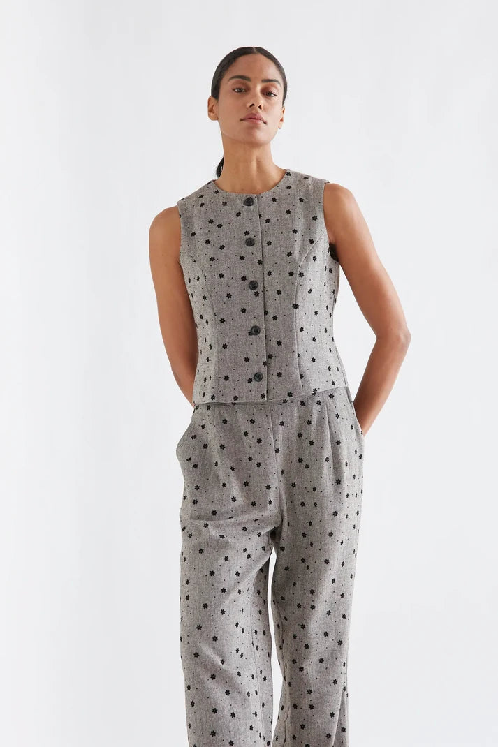 🖤 CHALECO DE TWEED GRIS CON FLORES | COMPAÑÍA FANTÁSTICA