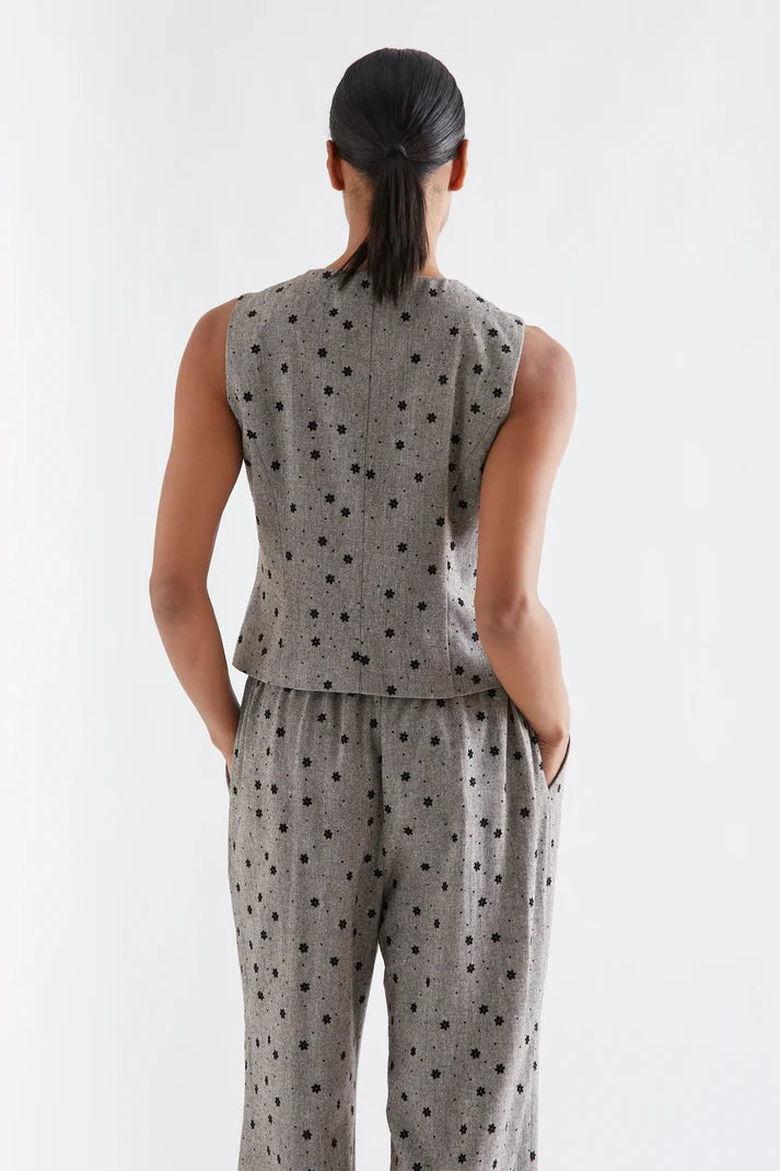 🖤 CHALECO DE TWEED GRIS CON FLORES | COMPAÑÍA FANTÁSTICA