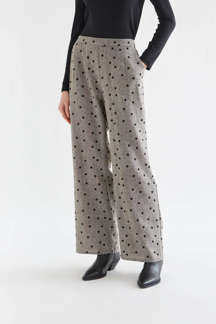 Pantalón Tweed Gris con Flores Mujer | Compañía Fantástica