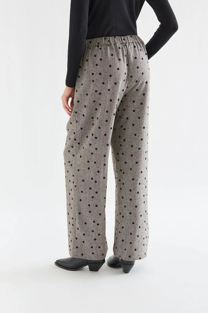 Pantalón Tweed Gris con Flores Mujer | Compañía Fantástica