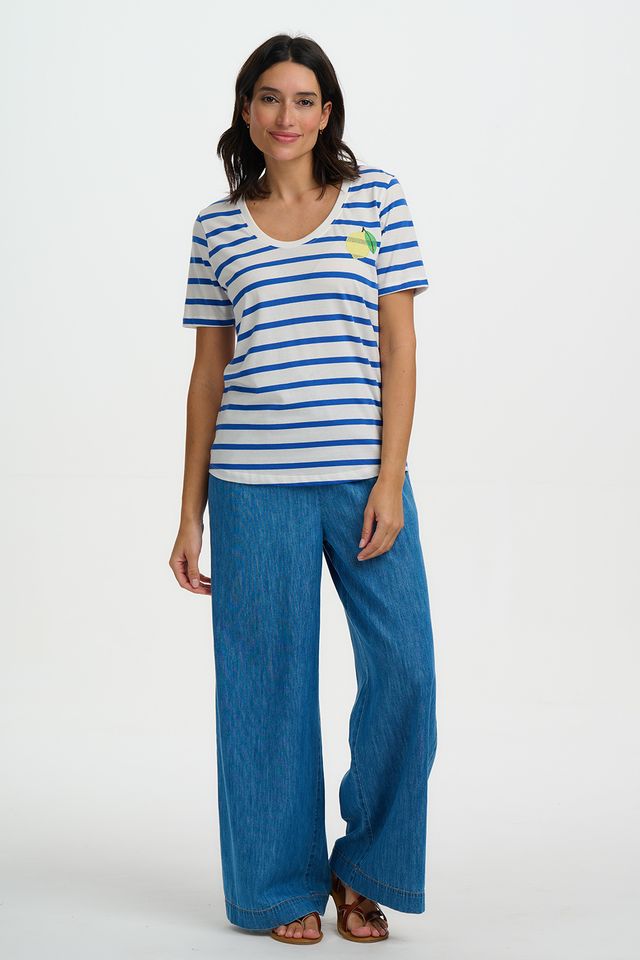 CAMISETA RAYAS AZUL LIMÓN