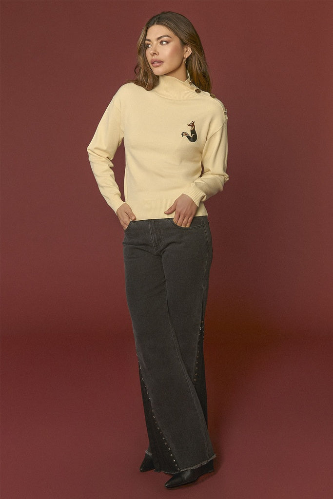CHANCERY SWEATER | Jersey amarillo de cuello alto de Minueto