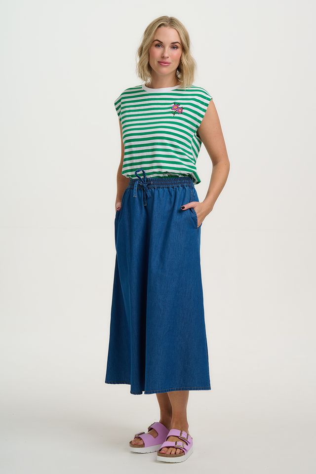 CAMISETA RAYAS VERDES RAMITA FLORAL