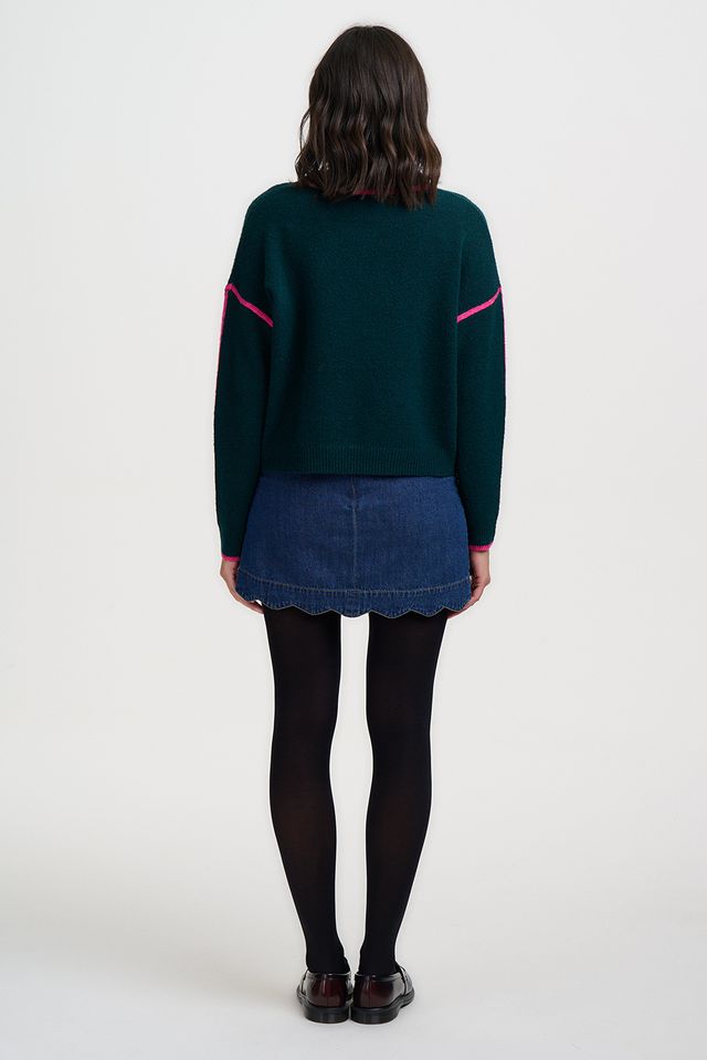 💚Jersey Rozalia de Sugarhill Brighton verde con ribete rosa