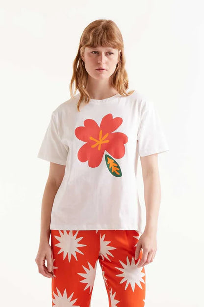 Camiseta Mujer Flor Blanca