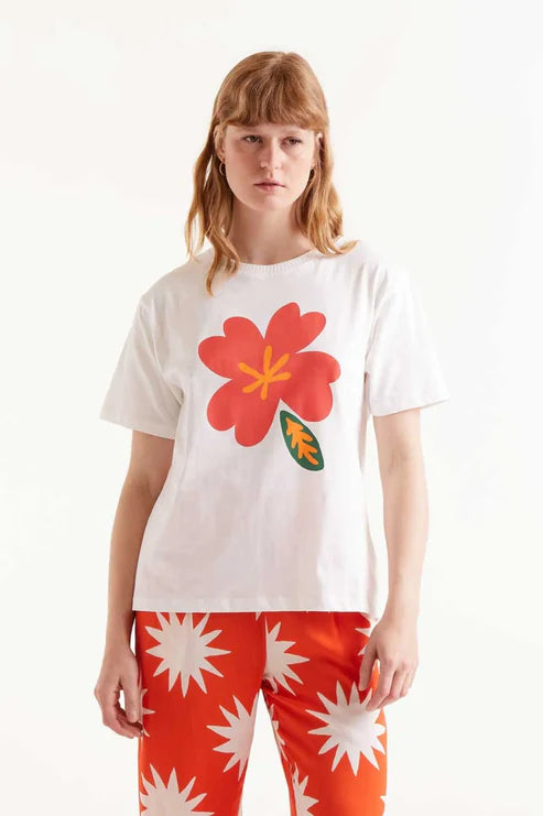 Camiseta Mujer Flor Blanca