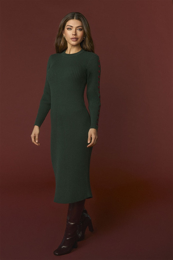 EVANGELICAL DRESS | Vestido midi de punto verde de Minueto