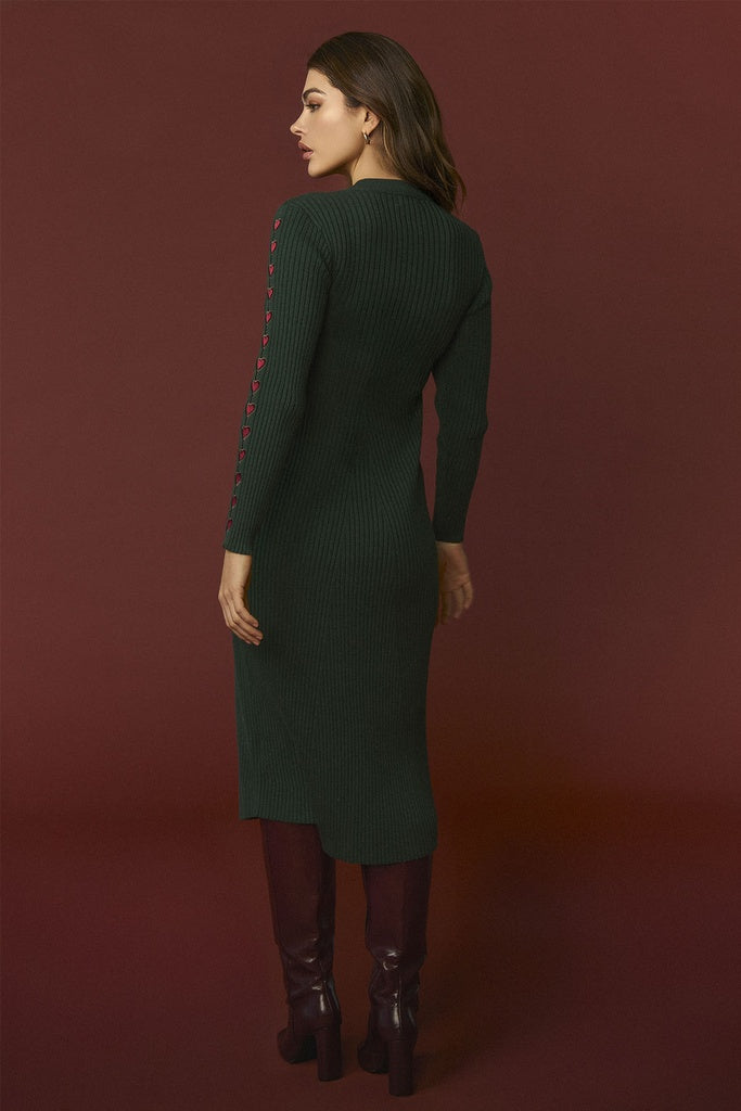 EVANGELICAL DRESS | Vestido midi de punto verde de Minueto