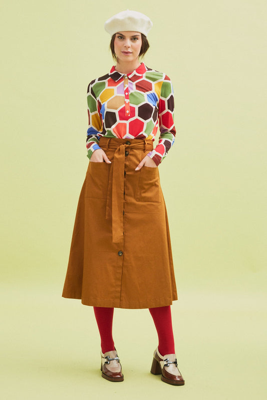 Falda-midi-botones-mostaza-Smile