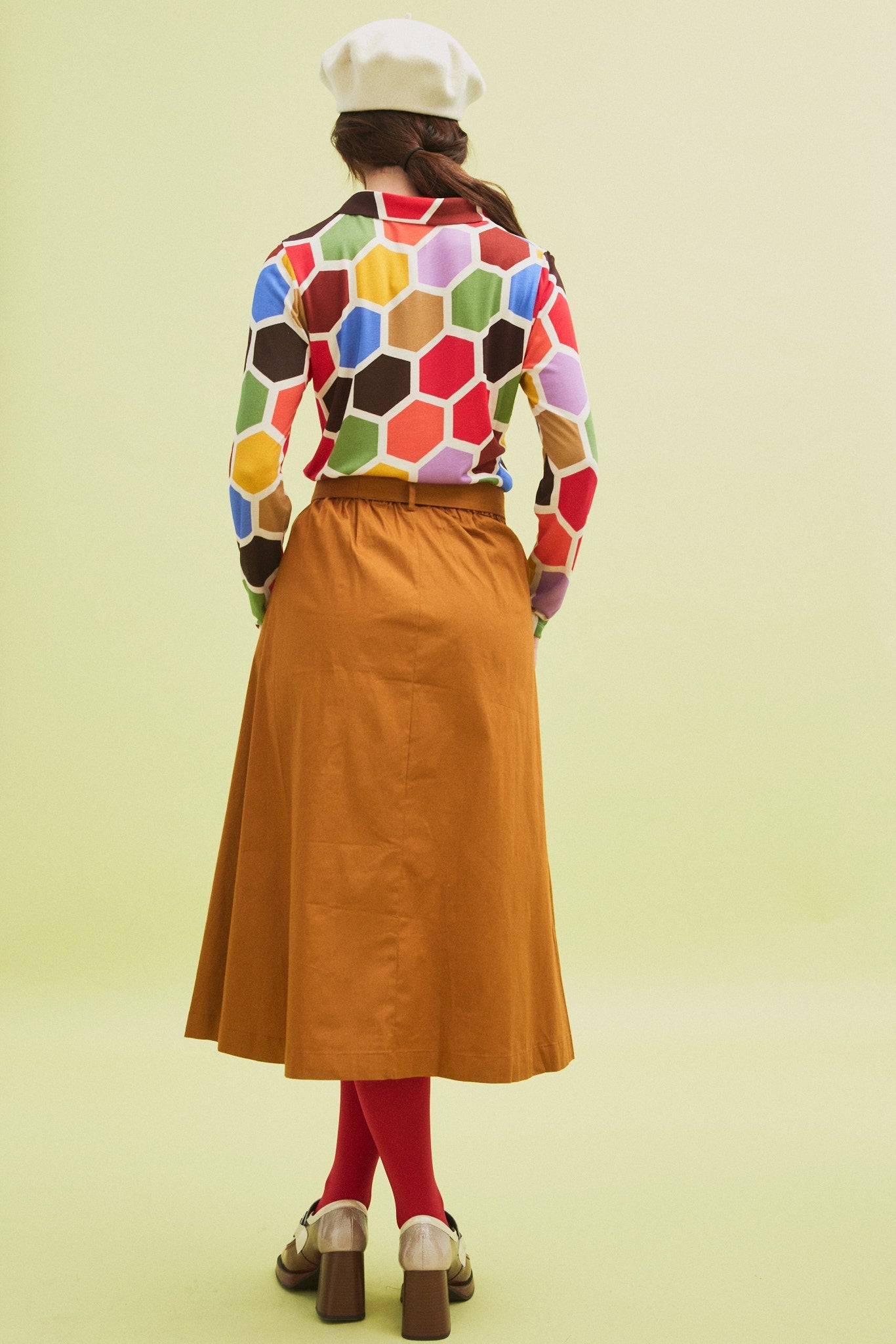 Falda-midi-botones-mostaza-Smile