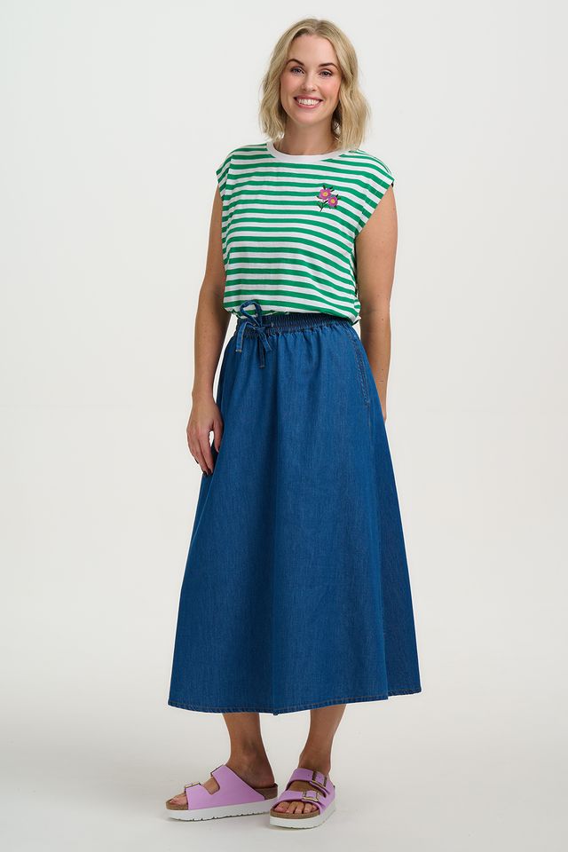 CAMISETA RAYAS VERDES RAMITA FLORAL