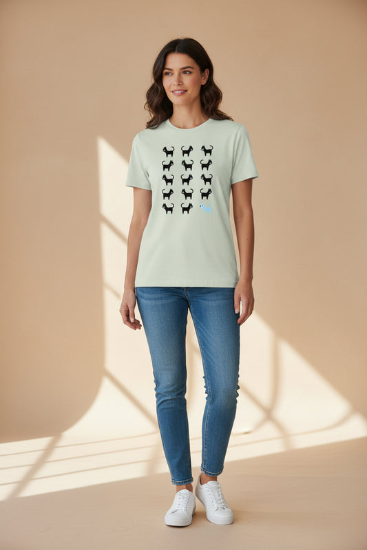 Camiseta GATO TRISTE Y AZUL