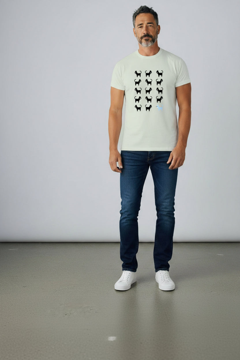 Camiseta GATO TRISTE Y AZUL