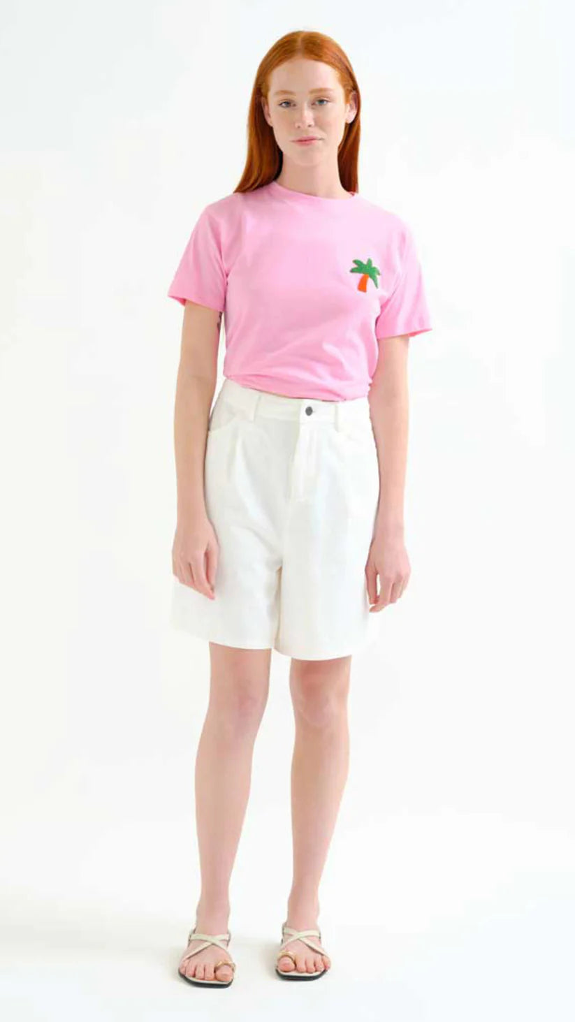 Camiseta con bordado palmera